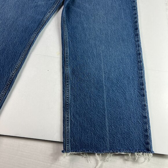 Abercrombie Fitch Jeans Womens 31x28* High Rise Loose Blue Raw Hem Denim Tag 30L - Picture 5 of 16